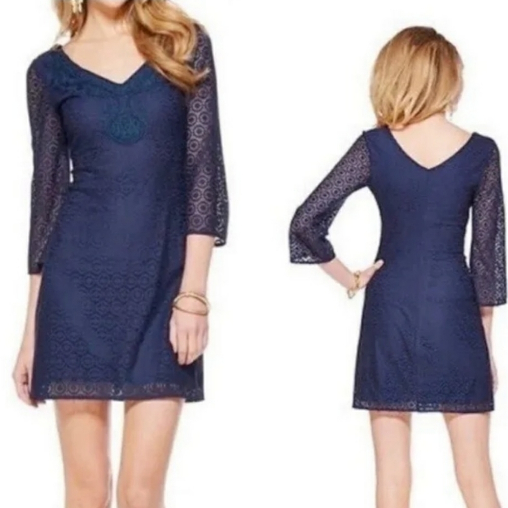 Lilly Pulitzer Aldon Tunic Lace Dress Navy SzS